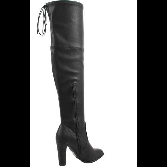 Size 8.5 Black faux leather back tie block heel - Picture 4 of 7